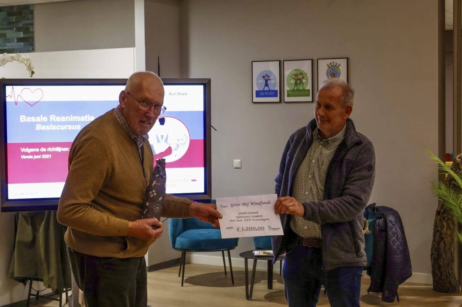Overhandiging van de cheque
